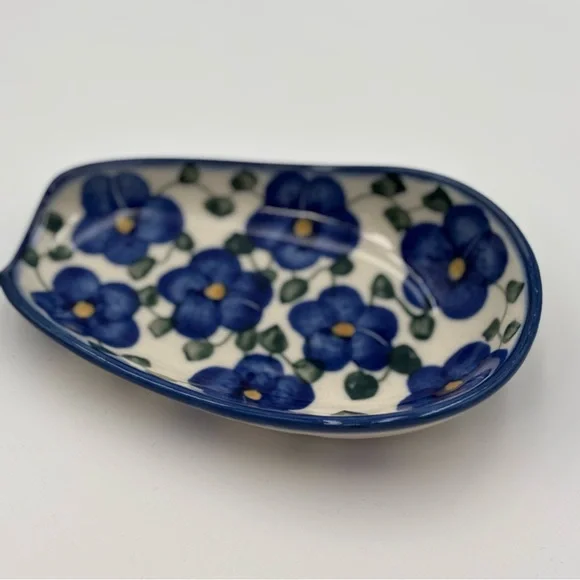 Boleslawiec Unikat Polish Pottery Royal vine Small Spoon Rest - Picture 2 of 5